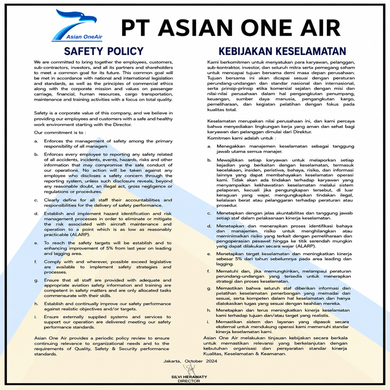 PT Asian One Air Safety Policy